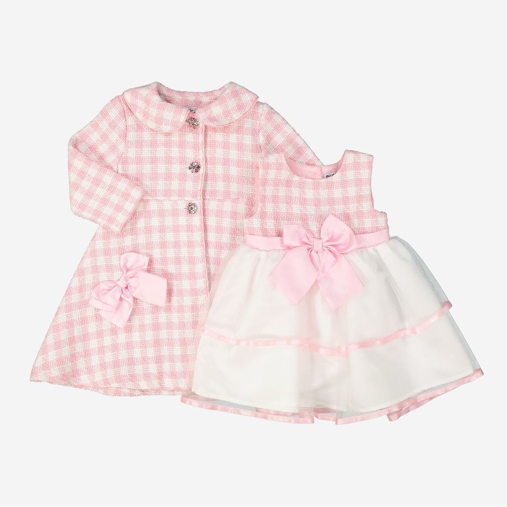 Pink and White Checkered Dress Set